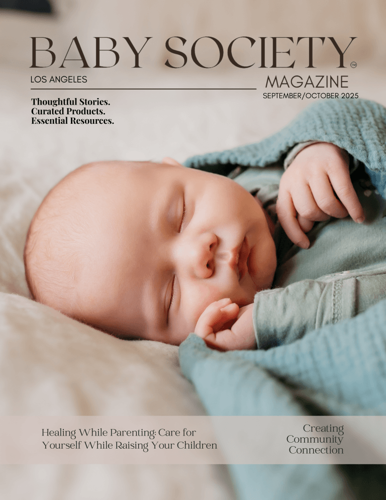Magazine cover photo featuring sleeping baby